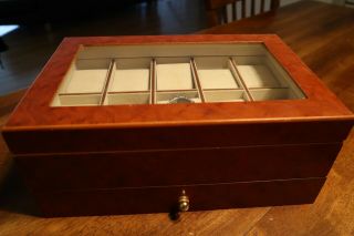Rare Invicta 16 Slot Watch Display Case Ipm144 Brown Collector Leatherette