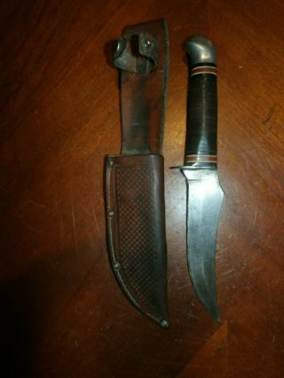 Vintage Antique Schrade - Walden 148 Fixed Blade Knife W/ Leather Sheath