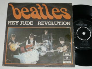 Very Rare The Beatles Single 45 Hey Jude Parlophone Dp 570 Sweden Vg,  /exc