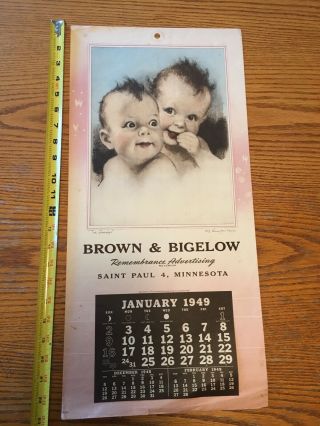 Brown Bigelow 1949 Calendar Art Salesmans Sample The Gossips Babies Antique