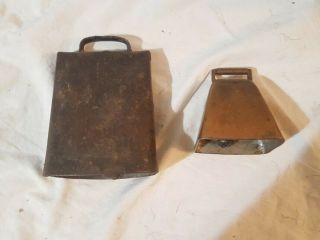 Antique Copper Cow Bell And Large Cow Bell Vintage Farm Tools