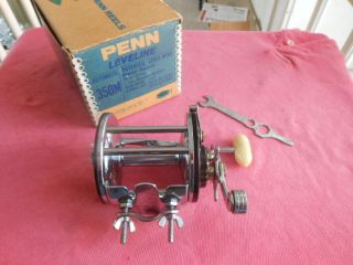Penn Leveline 350m Level - Wind Reel White Handle Box,  Wrench,  & Rod Clamp