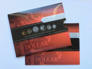 Rare 2014 Unc Coin Set Includes Coloured Mob Of Roos $1 Royal Australian