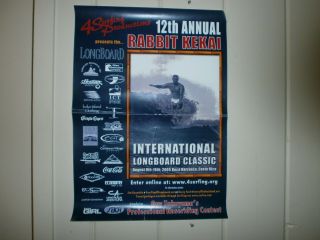 Rare 12 Annual Rabbit Kekai 2005 International Longboard Classic Surfing Poster