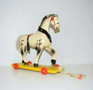Vintage Antique German Horse Pull Toy Made In Gdr