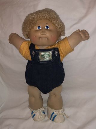 Vintage 1978 - 1982 Cabbage Patch Kids Doll Overalls Orange Shirt Outfit