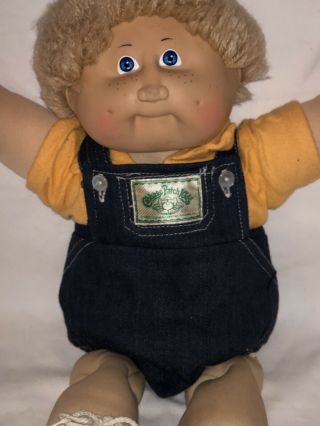 Vintage 1978 - 1982 Cabbage Patch Kids Doll Overalls Orange Shirt Outfit 3