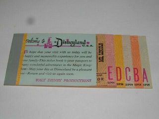 Rare Vintage Disneyland Large Size Ticket Book.  Has All 12 Tickets