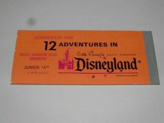 RARE Vintage Disneyland Large Size Ticket Book.  Has all 12 tickets 2