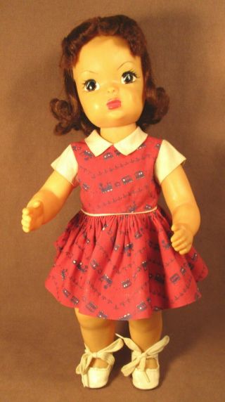 Vintage Terri Lee Doll Clothes - For 16 " Doll - Red Print School Dress - Tagged