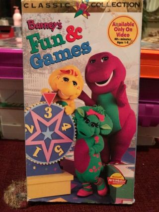 Barney’s Fun And Games Vhs Video Rare Edition Children Classic Barney
