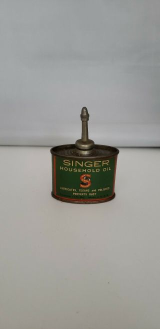 Small Antique Singer Sewing Machine Oil Lead Top Oiler Tin Can