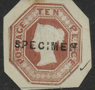 Rare £3000 Cat Uk Specimen 1847 - 54 Rare Stamp 10d Brown Sg57 Gb Qv Embossed
