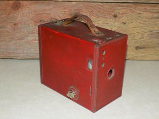 Vtg Antique Red Brownie Box Camera No.  2a Model C Eastman Kodak Made In Usa