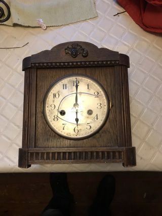 Antique H.  A.  C Clock Wurttemberg Germany Wooden Case Mantle Clock