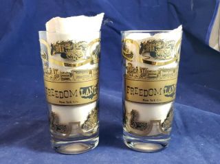 2 Vintage Freedomland U.  S.  A.  York - Rare Souvenir Drinking Glasses