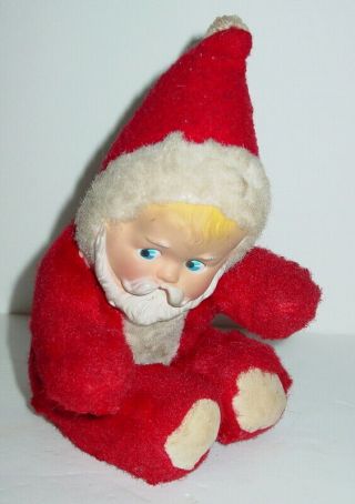 Vintage Knickerbocker Santa Baby Rubber Face Plush Stuffed Toy 9 " Tall