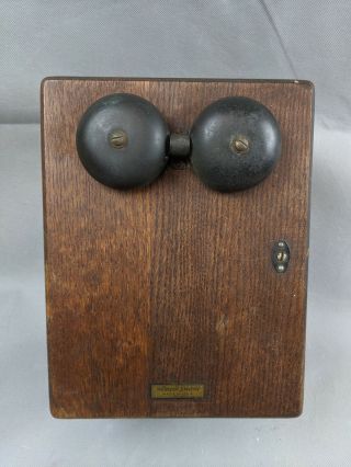 Antique Vintage Western Electric Oak Wooden Telephone Wall Ringer Box