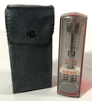 Vintage Rare Red Nikko - Hi - Mini Metronome W/case - Made In Japan -