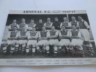 Arsenal Fc 1950 - 51 Rare Photograph / Postcard ??