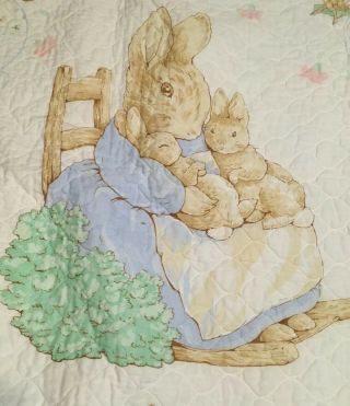 Vintage Peter Rabbit Beatrix Potter Baby Quilt Comforter Blanket Crib Rare Twins