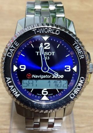 Gents Tissot Vintage " T - Navigator 3000 " World Time Watch Rare