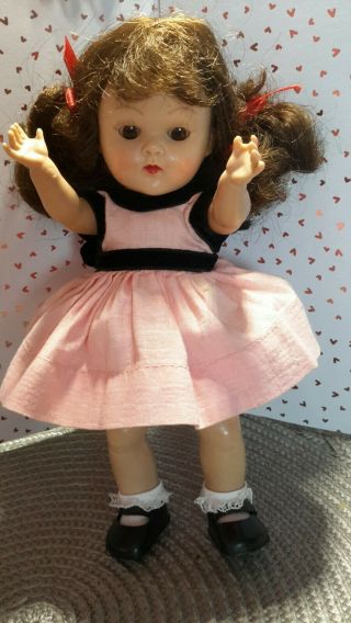 Sweet Pink W/black Velvet Vintage Ginny Vogue Doll Tagged Dress,  Muffie,  Alex,  ❤