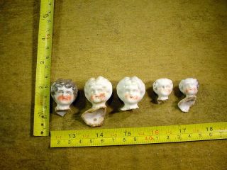5 X Excavated Vintage Victorian Faded Painted Doll Head Age 1860 Hertwig A 13447