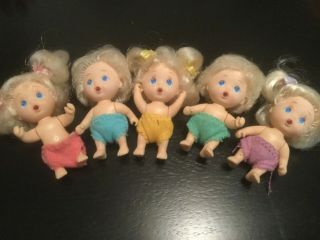 Tyco Quints Drink And Wet Blonde Blue Eyes 5 Dolls Vintage