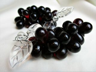 Vintage,  Antique,  Czech,  Bordeaux,  Glass,  Fruit Grape Cluster Fruit Prisms,  Chandelier