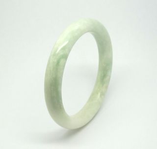Rare Vintage Old Chinese Green White Tube Jade Bangle Bracelet