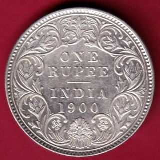 British India - 1900 - Victoria Empress - One Rupee - Rare Silver Coin H1