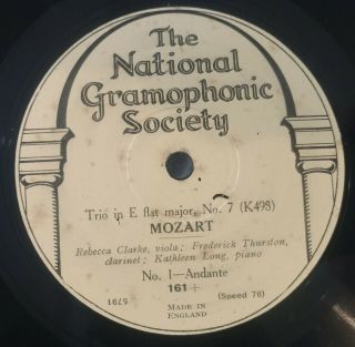 Rare 2x78 Rpm - The National Gramophonic Society 161 &162 Mozart Trio In E Flat