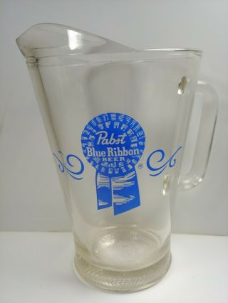 Pabst Blue Ribbon Glass Beer Pitcher Vintage Rare Clear
