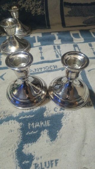 Vintage Towle Sterling Silver Set Of 2 512 Weighted Candle Holders 3 3/4 " Tall