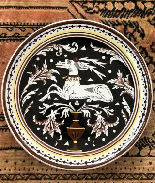 Cama Dertua Italy Pottery Stag Deer Martini Marisa Siena Pattern 10” Plate Rare