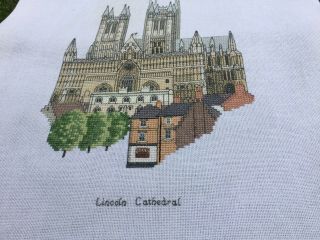 Vintage Tapestry Embroidered Picture Hand Stitch Lincoln Cathedral Church