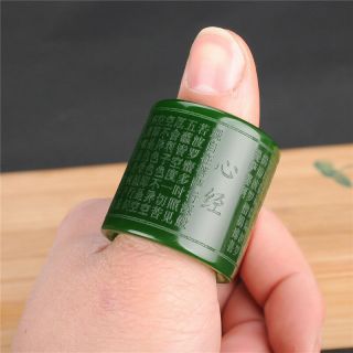 Fashion China Green Jasper Jade Carving Stlye Jewelry Men Lection Ring Wrench T