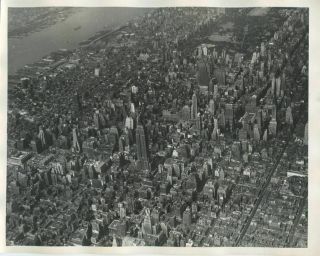 York City Manhattan Aerial View Rare Antique Photo