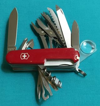 Rare Victorinox Swiss Army Pocket Knife - Red Swisschamp - Large Multi Tool