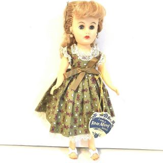 Vintage 50s Little Miss Rose Mary Doll Golden Blonde Earrings Heels Dress W/box