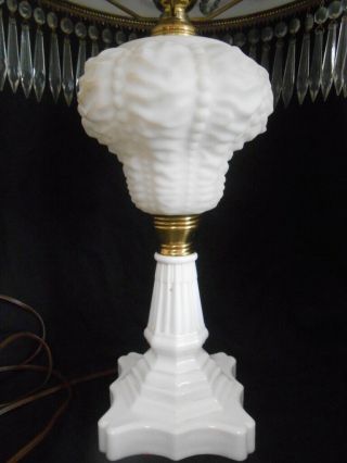 Antique Milk Glass Kerosene Parlor Lamp - Converted To Electric