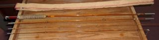 VINTAGE 359 SOUTH BEND 8 1/2 FOOT SPLIT BAMBOO FLY FISHING ROD w/ BAG & TUBE 2