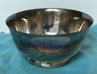 Tiffany & Co.  6 3/4” Round Silver Plated Bowl Engraved Willcox 1894 - 1994