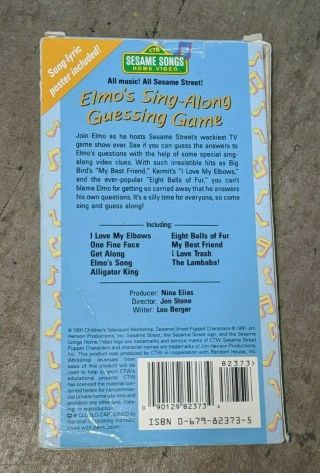 Sesame Street Elmo ' s Sing - Along Guessing Game VHS 1991 Tape Movie RARE HTF ELMO 2