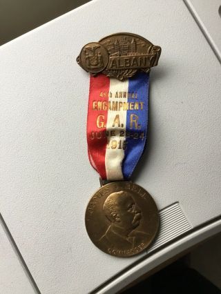 Rare 1915 Civil War Veteran’s Gar Bronze Medal Albany James D.  Bell Commander