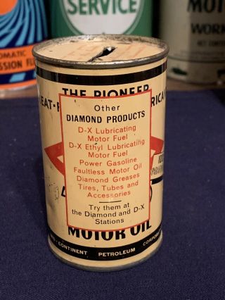 Rare Vintage 1940 ' s D - X Diamond 760 Motor Oil Coin Bank Metal Oil Can Gas Sign 3