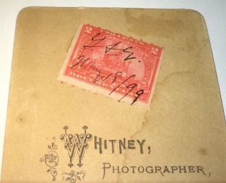 Rare Antique Victorian Fashion Woman Spanish American War Tax Stamp Cdv Photo