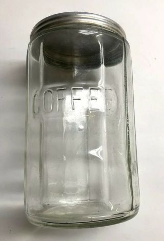 Antique Vintage Sellers Hoosiers Glass Coffee Jar Canister With Lid
