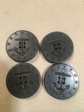 4 Antique Wwi 13 Star U.  S.  Navy - 1 3/8 " Rubber Buttons For Pea Coats